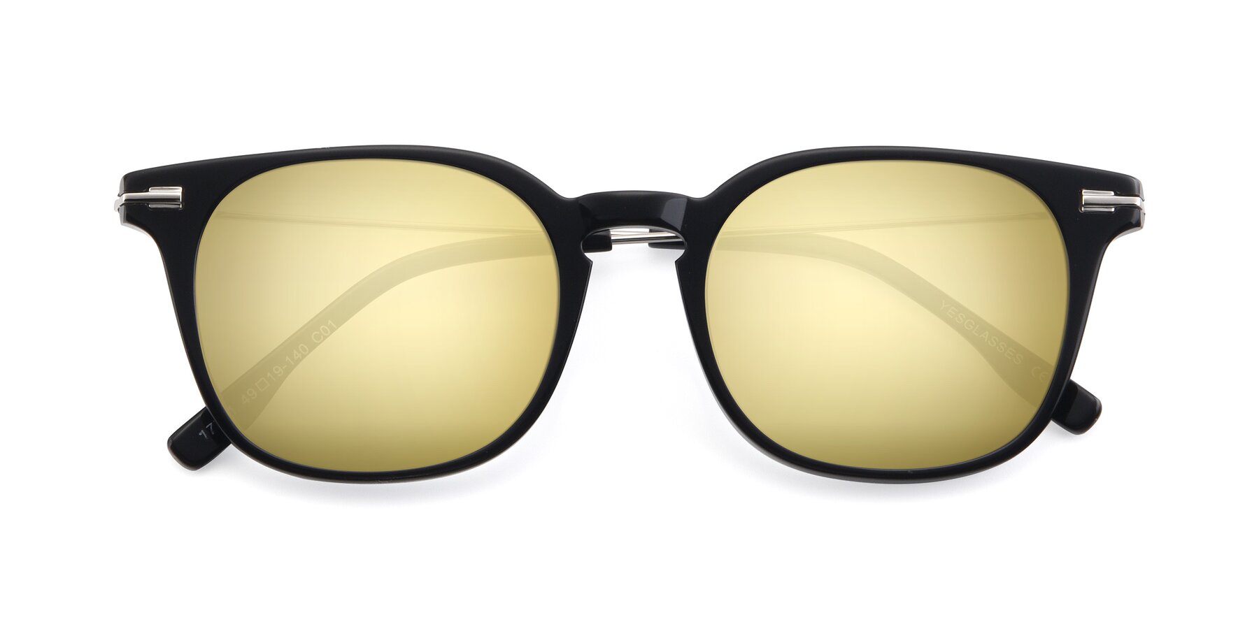 Folded Front of 17711 in Black with Gold Mirrored Lenses