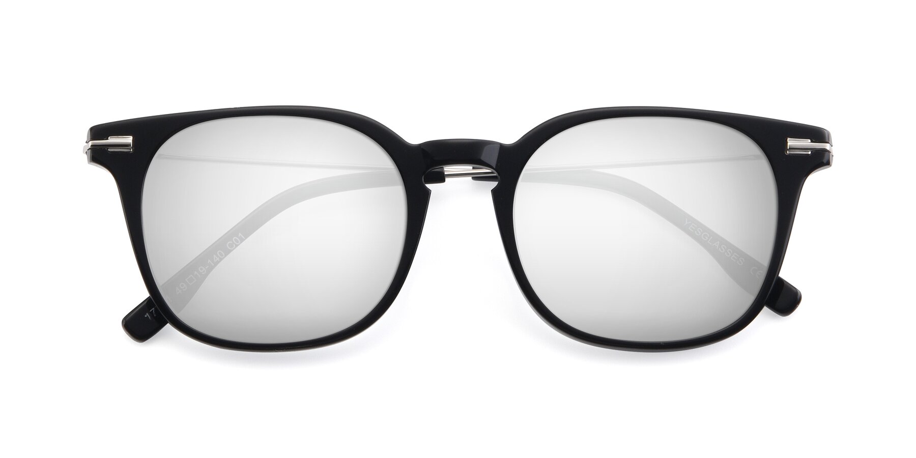 Folded Front of 17711 in Black with Silver Mirrored Lenses