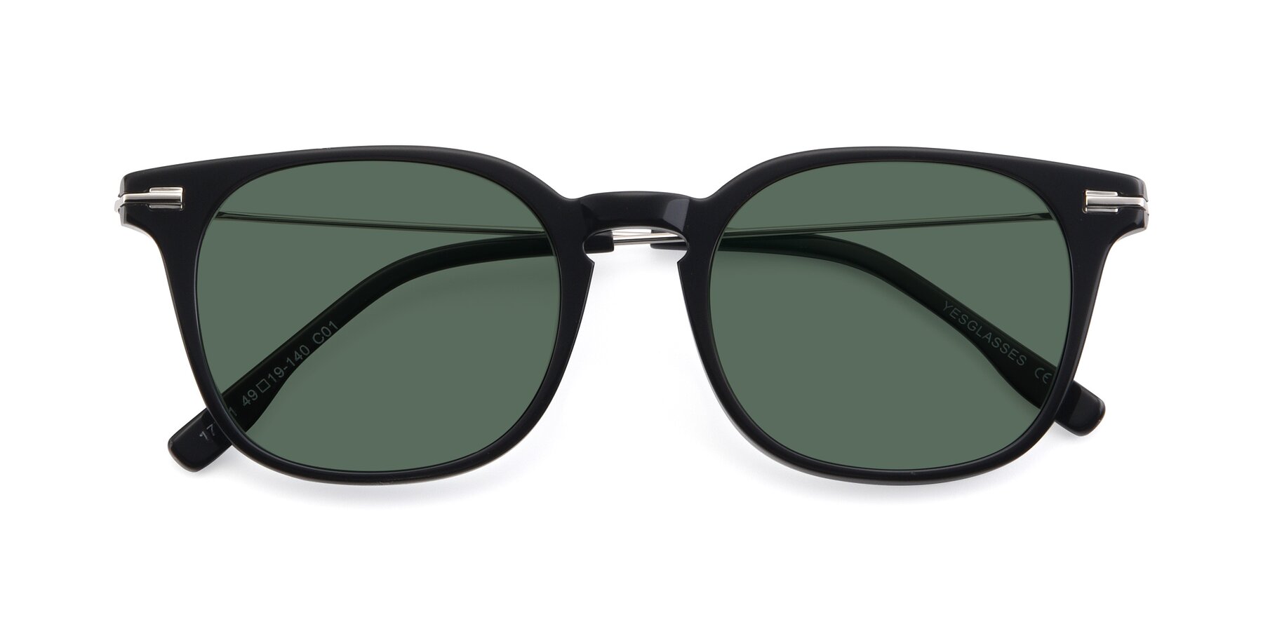 Folded Front of 17711 in Black with Green Polarized Lenses