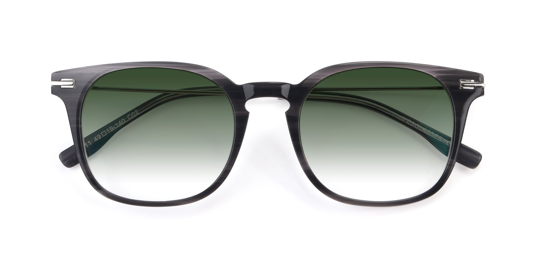 Folded Front of 17711 in Grey with Green Gradient Lenses