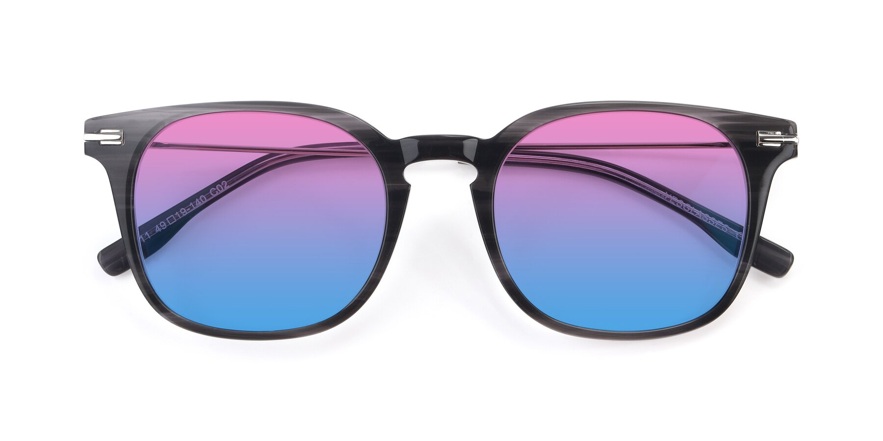 Folded Front of 17711 in Grey with Pink / Blue Gradient Lenses