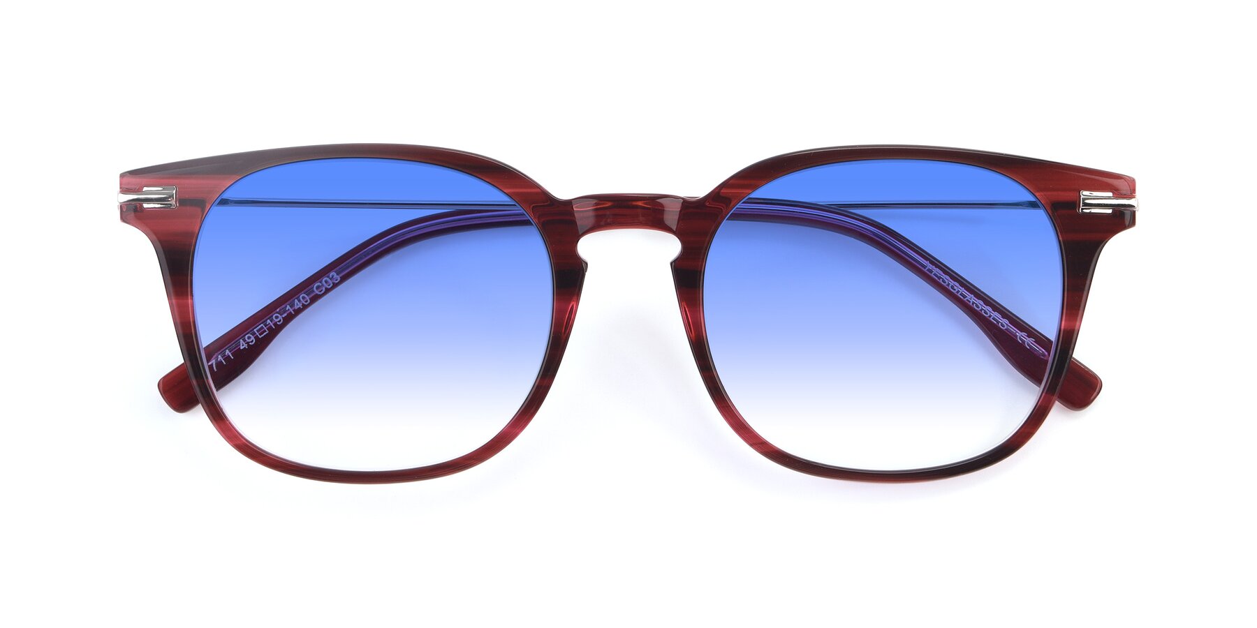 Folded Front of 17711 in Wine with Blue Gradient Lenses