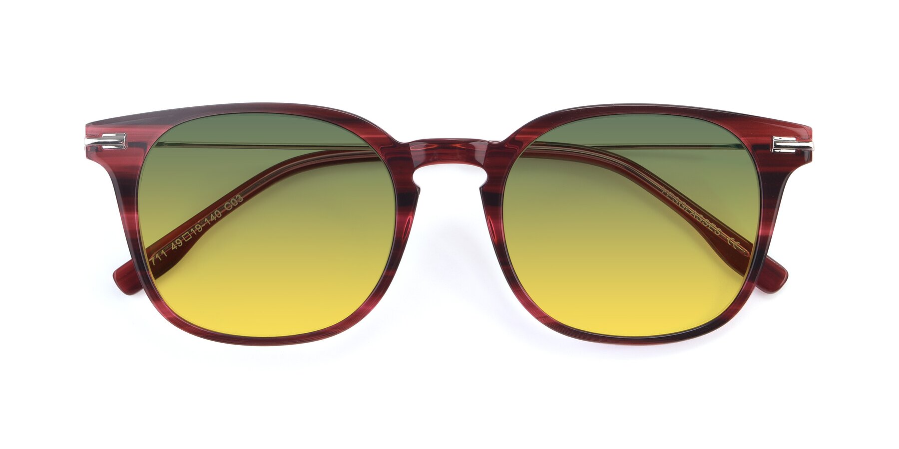 Folded Front of 17711 in Wine with Green / Yellow Gradient Lenses