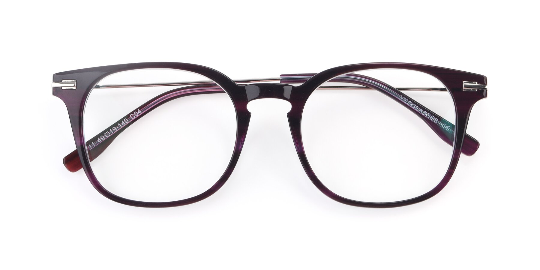 Folded Front of 17711 in Dark Purple with Clear Reading Eyeglass Lenses