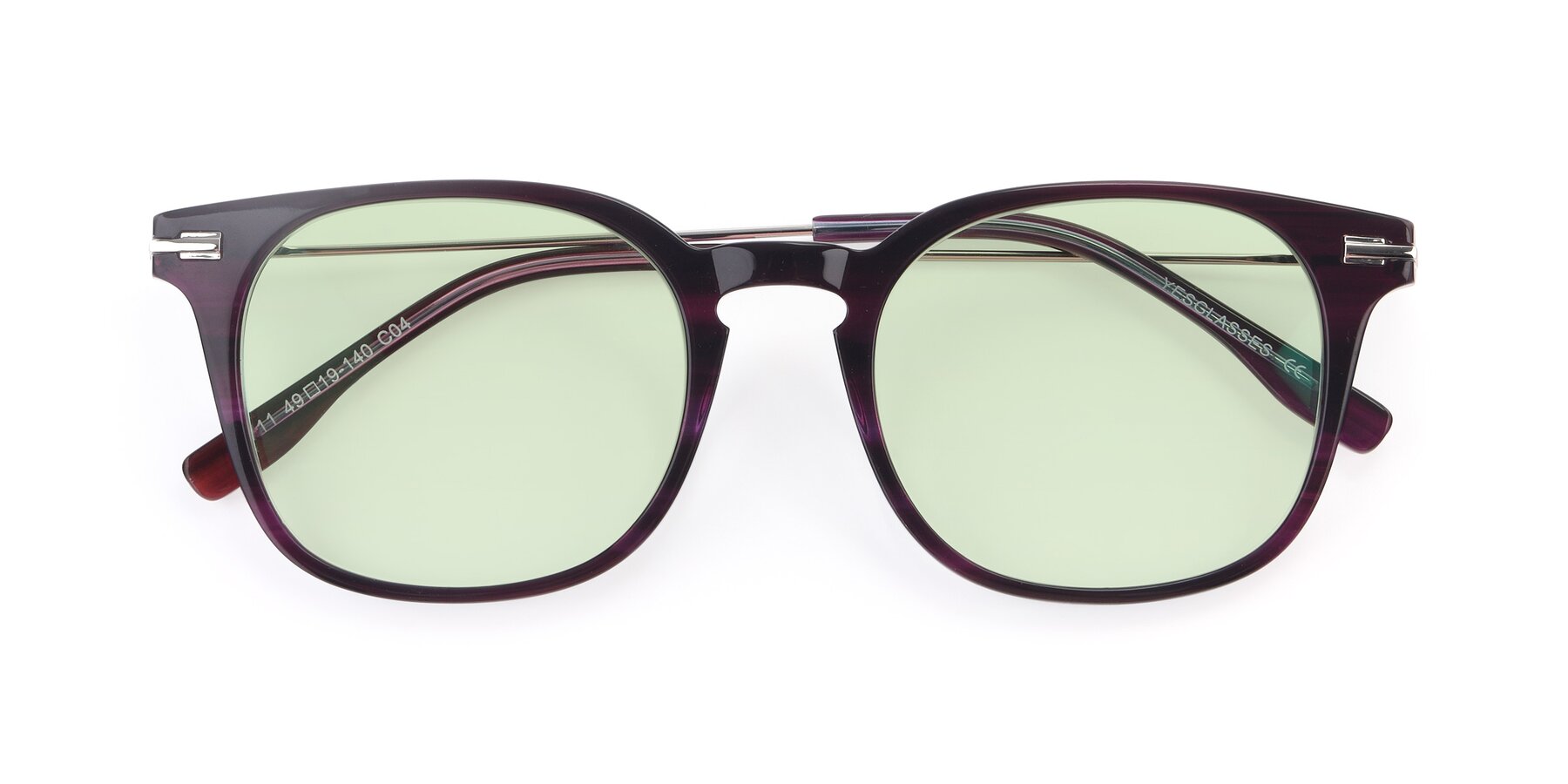 Folded Front of 17711 in Dark Purple with Light Green Tinted Lenses