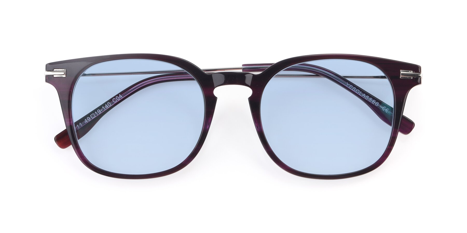 Folded Front of 17711 in Dark Purple with Light Blue Tinted Lenses