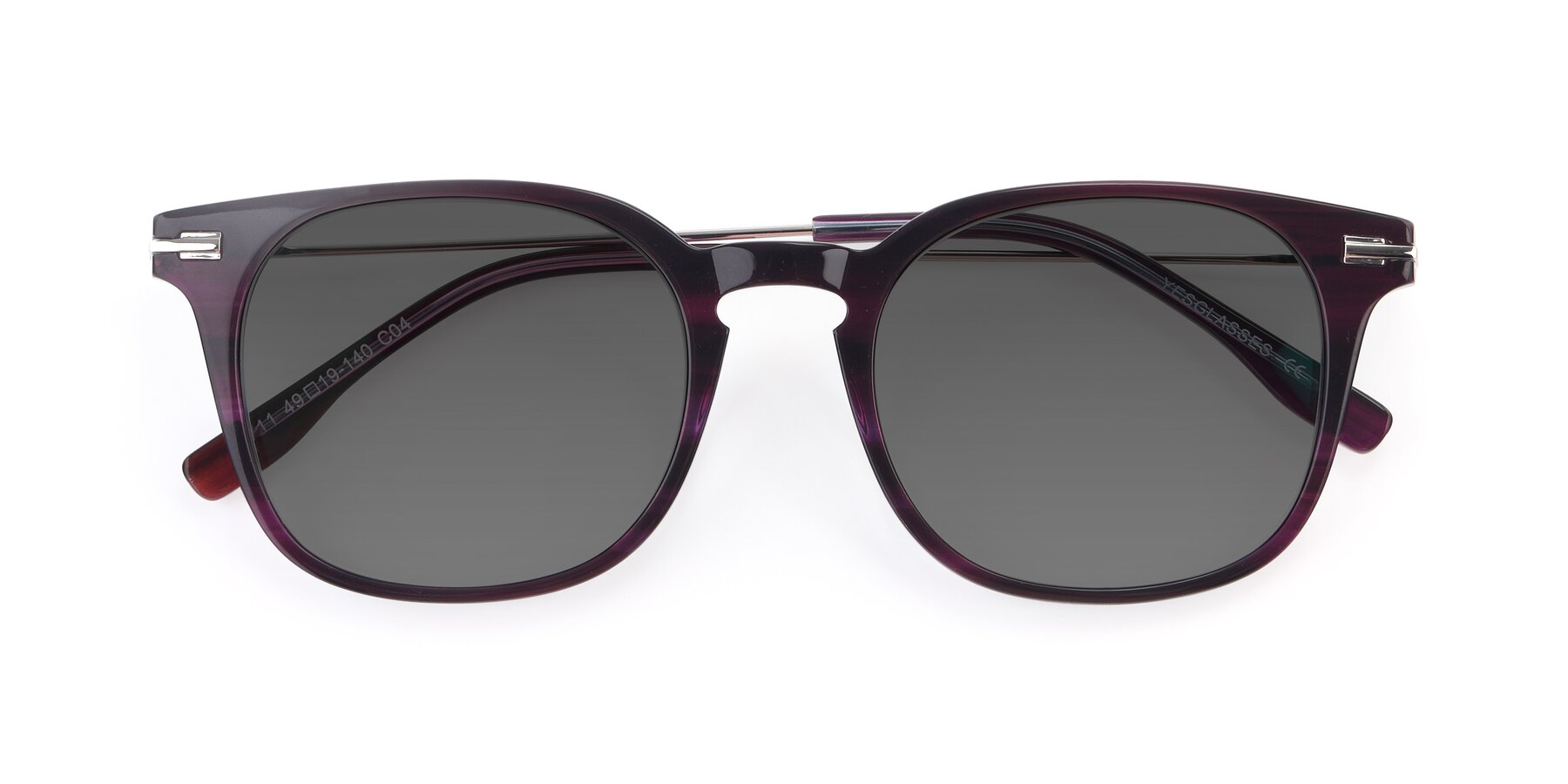 Folded Front of 17711 in Dark Purple with Medium Gray Tinted Lenses