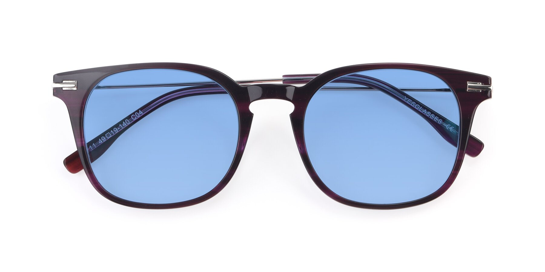 Folded Front of 17711 in Dark Purple with Medium Blue Tinted Lenses