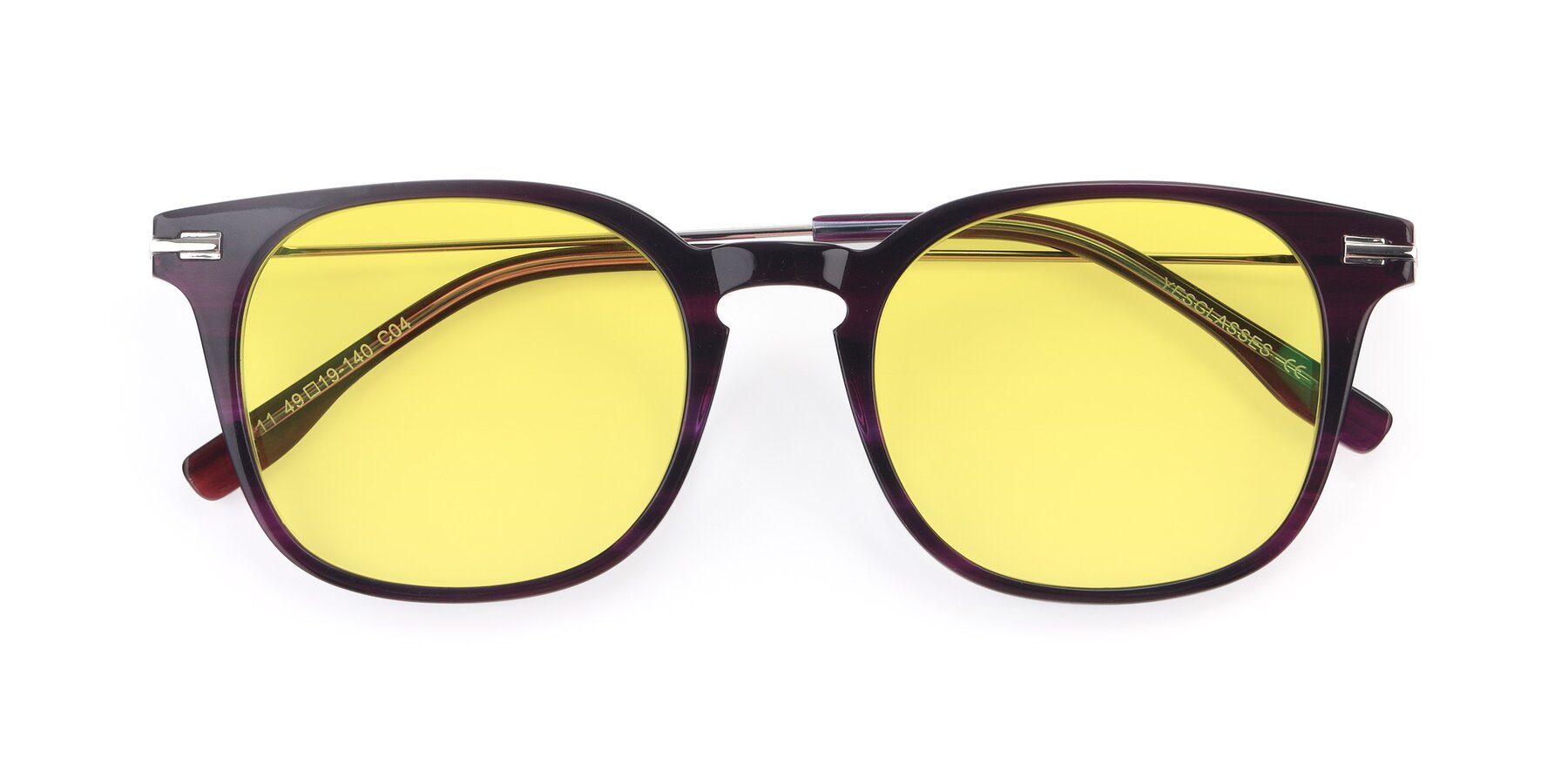 Folded Front of 17711 in Dark Purple with Medium Yellow Tinted Lenses