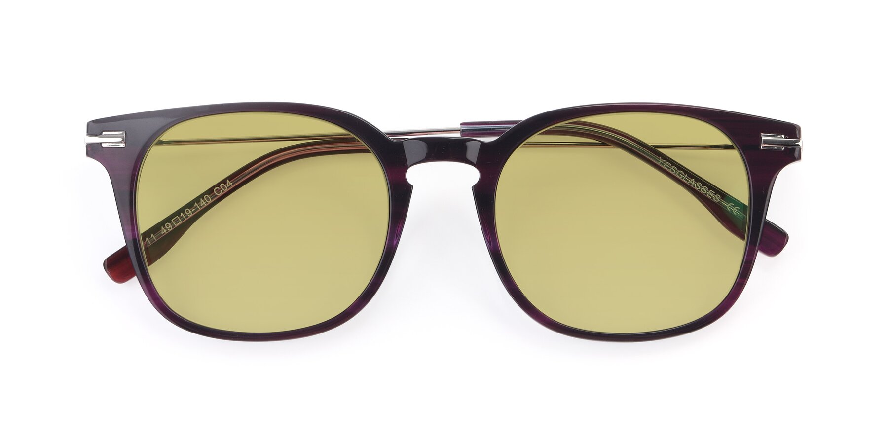 Folded Front of 17711 in Dark Purple with Medium Champagne Tinted Lenses