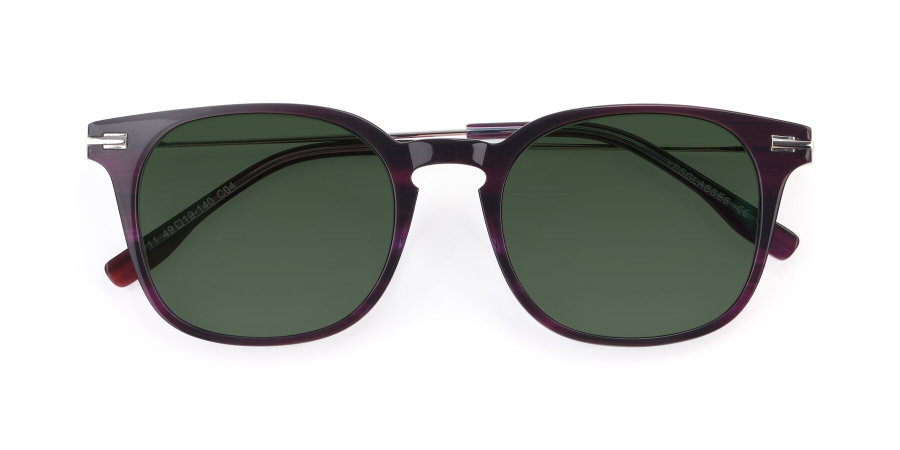 Folded Front of 17711 in Dark Purple with Green Tinted Lenses