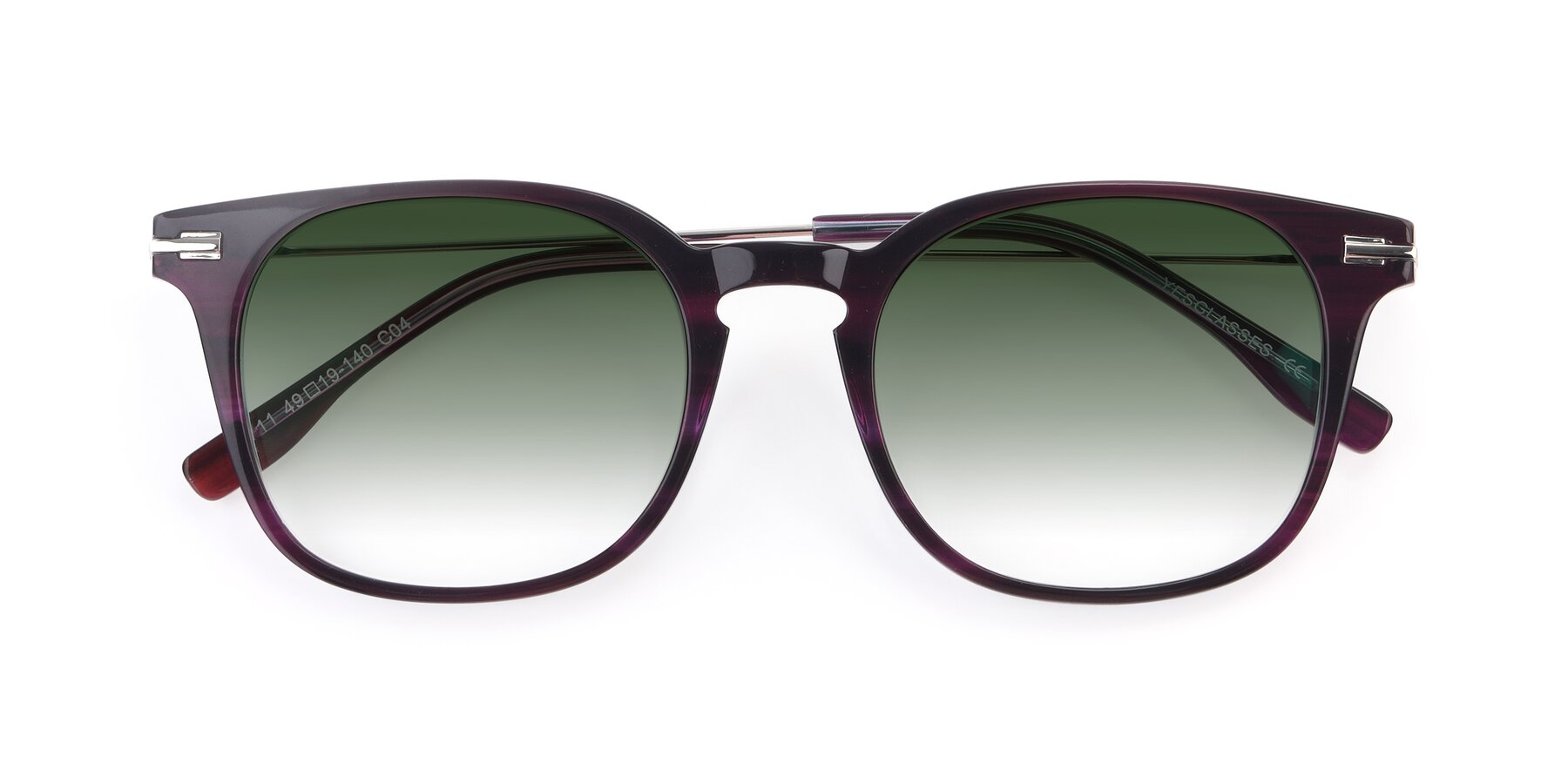 Folded Front of 17711 in Dark Purple with Green Gradient Lenses
