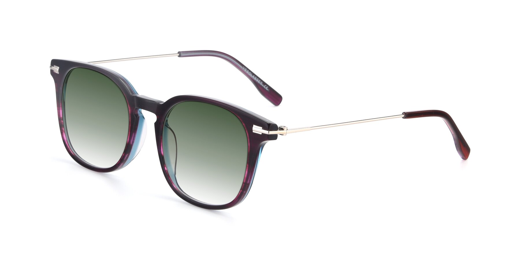 Angle of 17711 in Dark Purple with Green Gradient Lenses