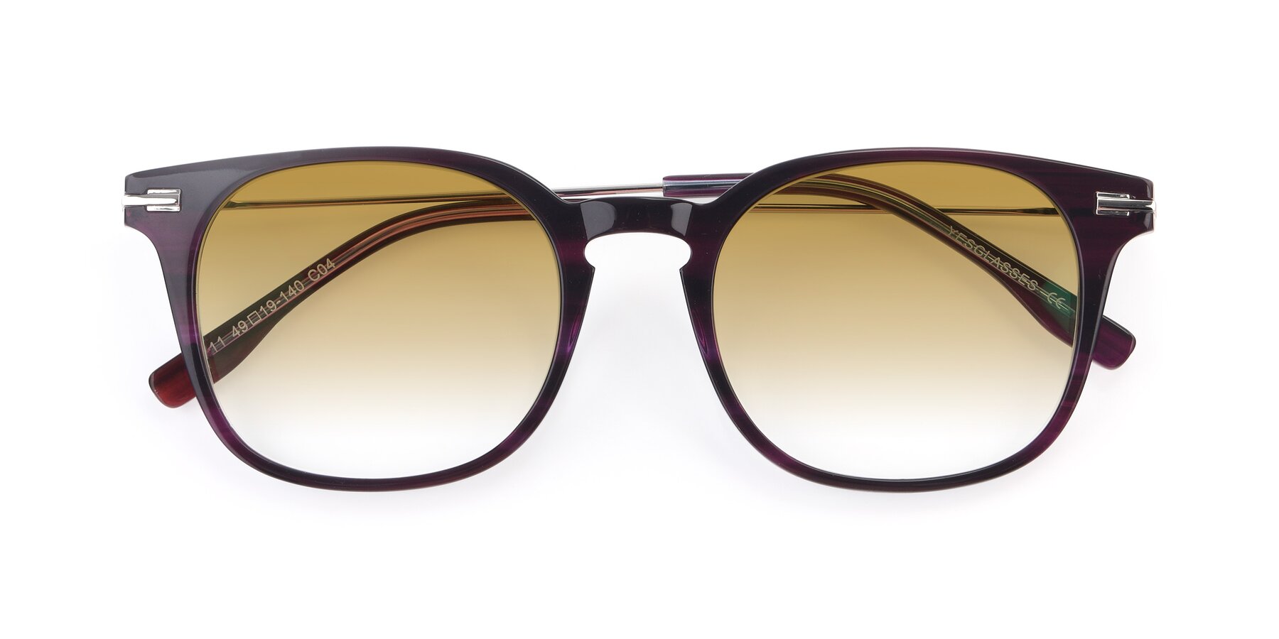 Folded Front of 17711 in Dark Purple with Champagne Gradient Lenses