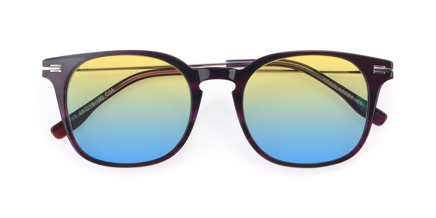 Folded Front of 17711 in Dark Purple with Yellow / Blue Gradient Lenses