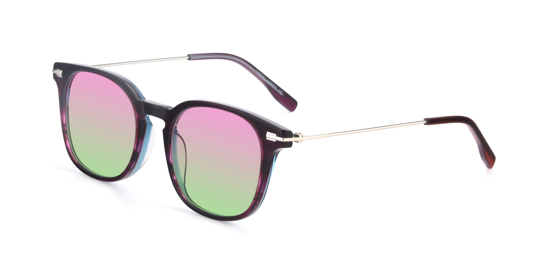 Angle of 17711 in Dark Purple with Pink / Green Gradient Lenses
