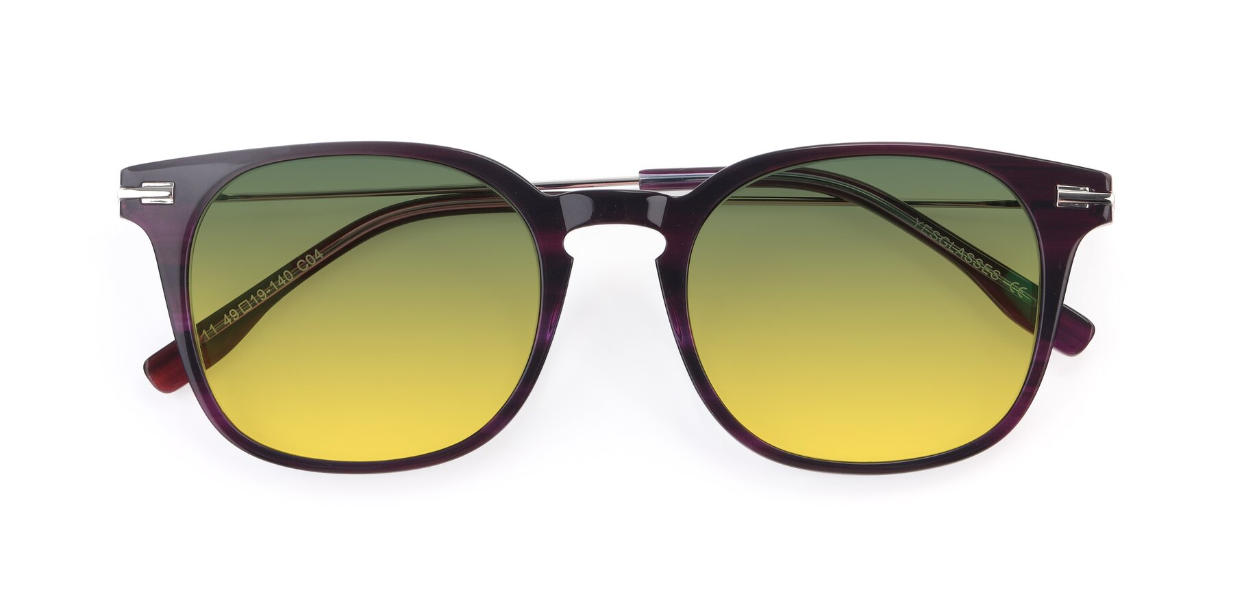 Folded Front of 17711 in Dark Purple with Green / Yellow Gradient Lenses