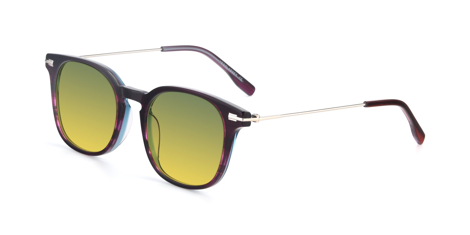 Angle of 17711 in Dark Purple with Green / Yellow Gradient Lenses