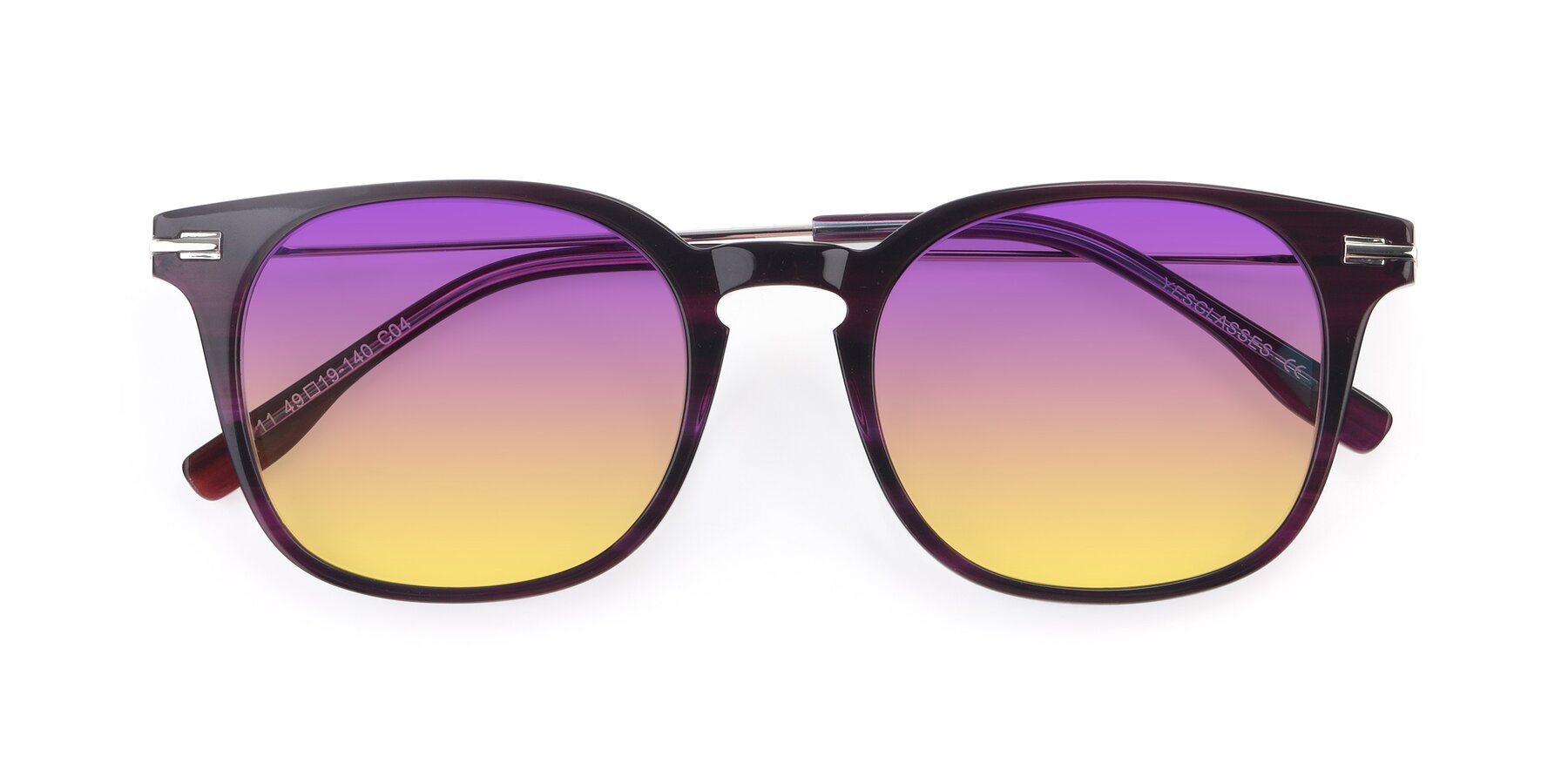 Folded Front of 17711 in Dark Purple with Purple / Yellow Gradient Lenses