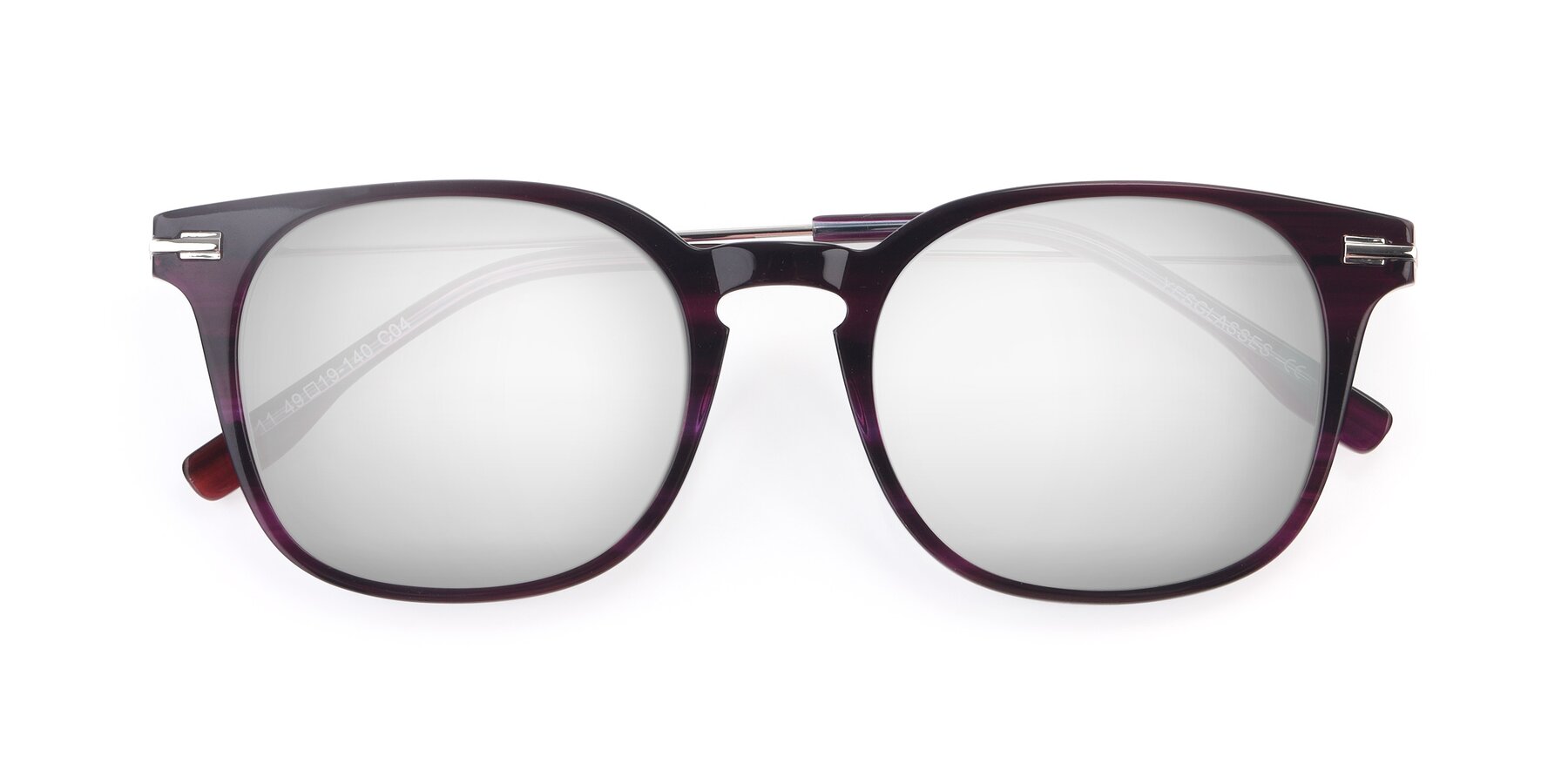 Folded Front of 17711 in Dark Purple with Silver Mirrored Lenses