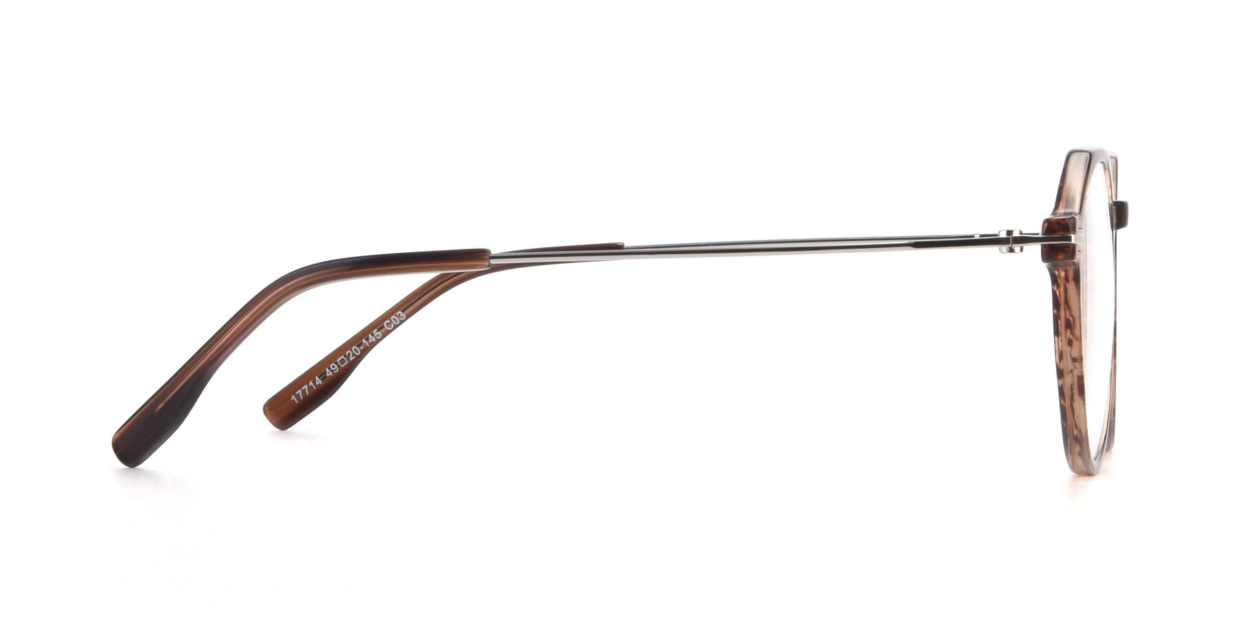 Side of 17714 in Stripe Brown with Clear Reading Eyeglass Lenses