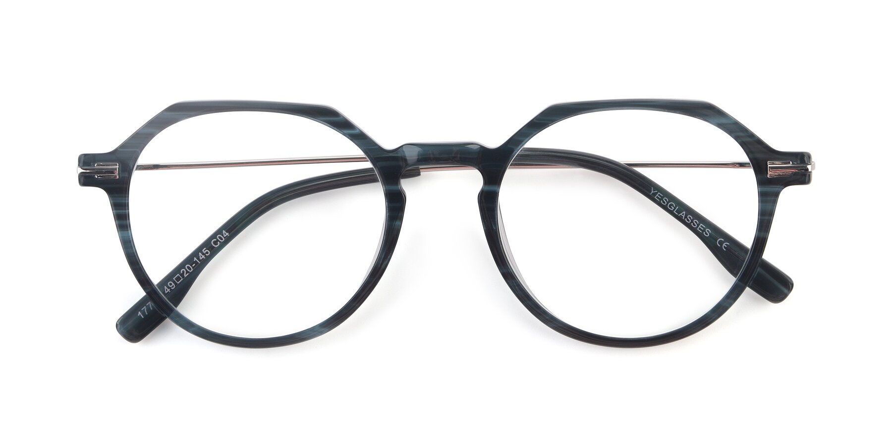Folded Front of 17714 in Stripe Blue with Clear Eyeglass Lenses