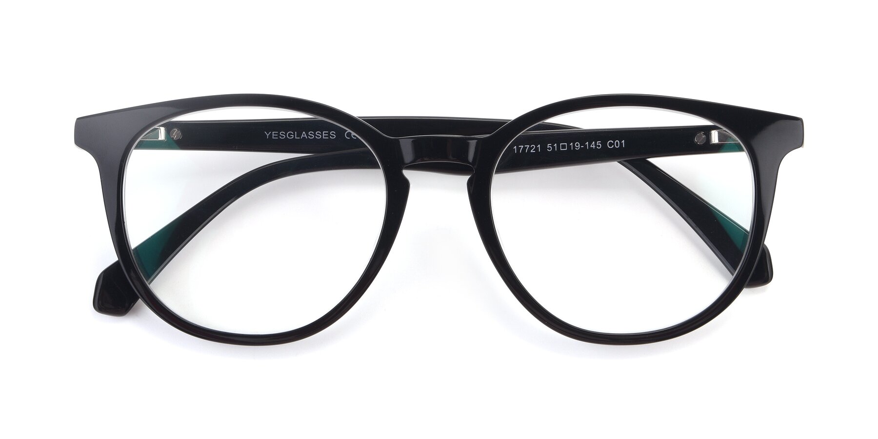 Folded Front of 17721 in Black with Clear Blue Light Blocking Lenses