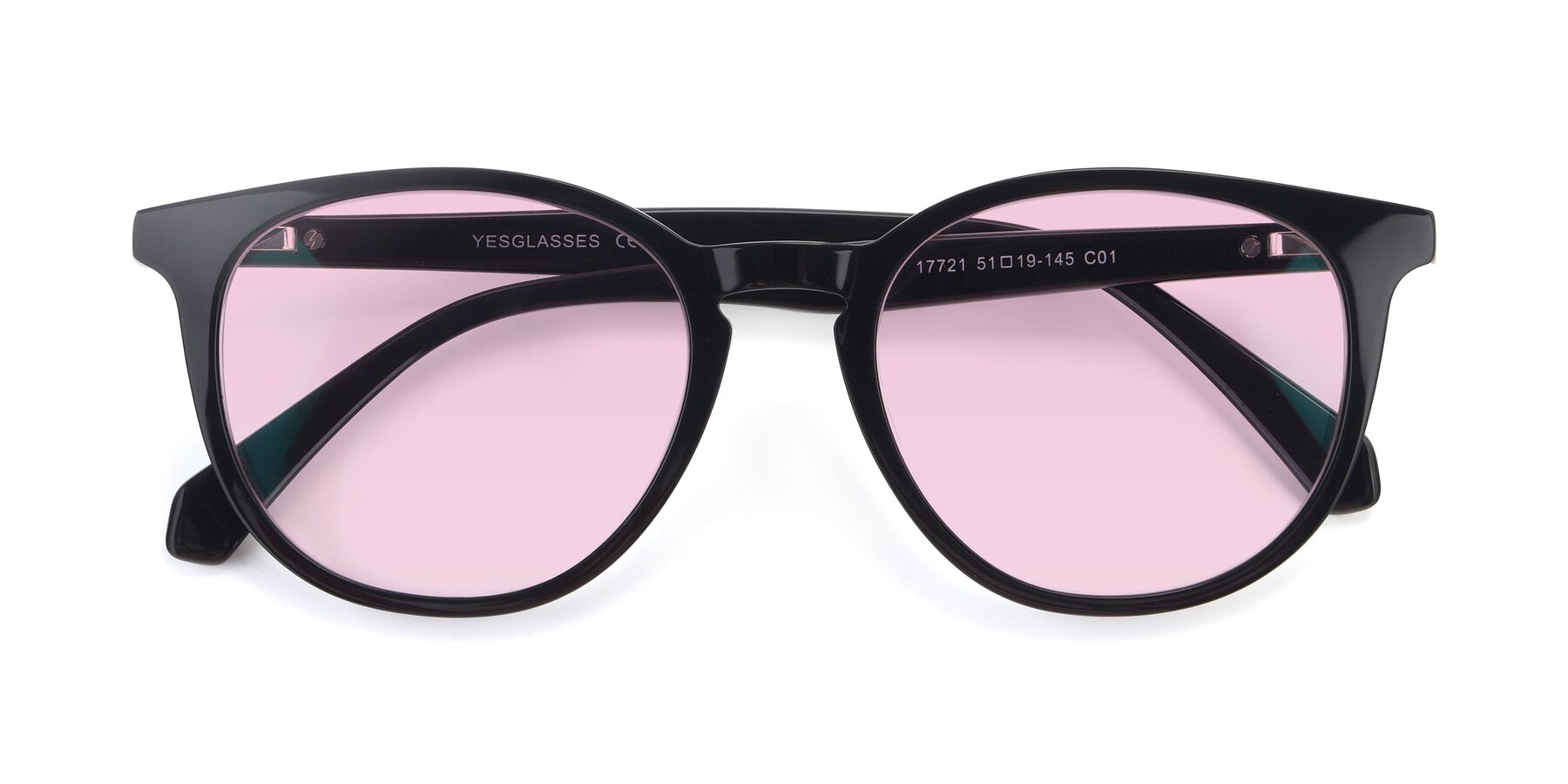 Folded Front of 17721 in Black with Light Pink Tinted Lenses