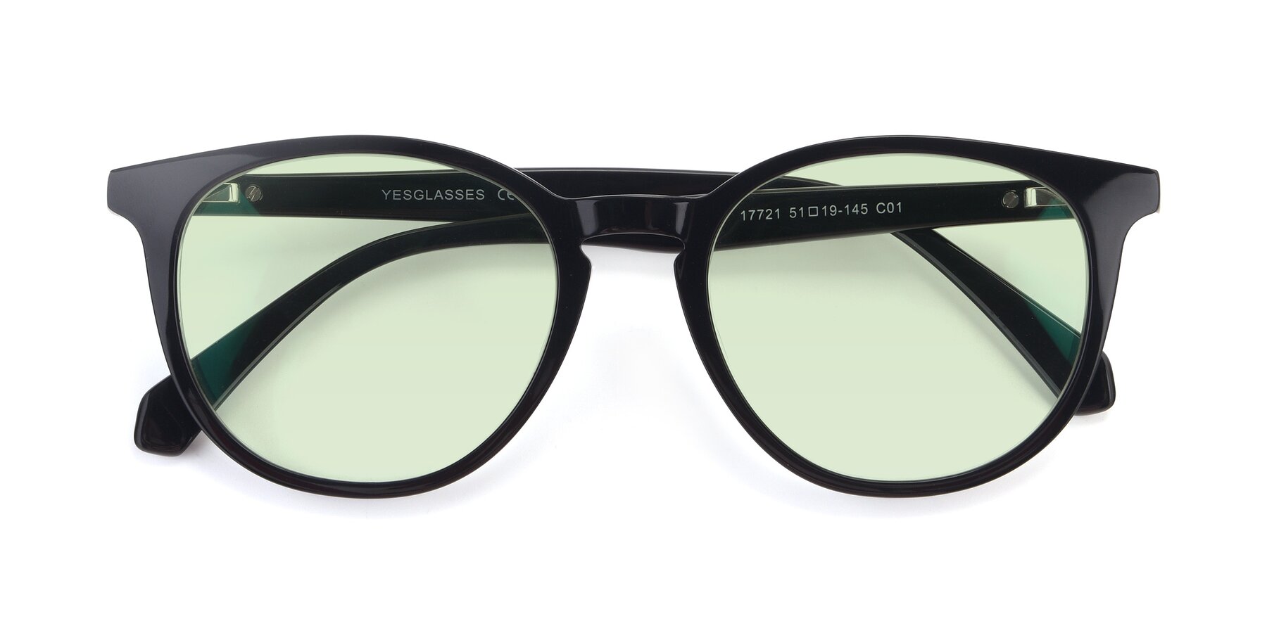 Folded Front of 17721 in Black with Light Green Tinted Lenses
