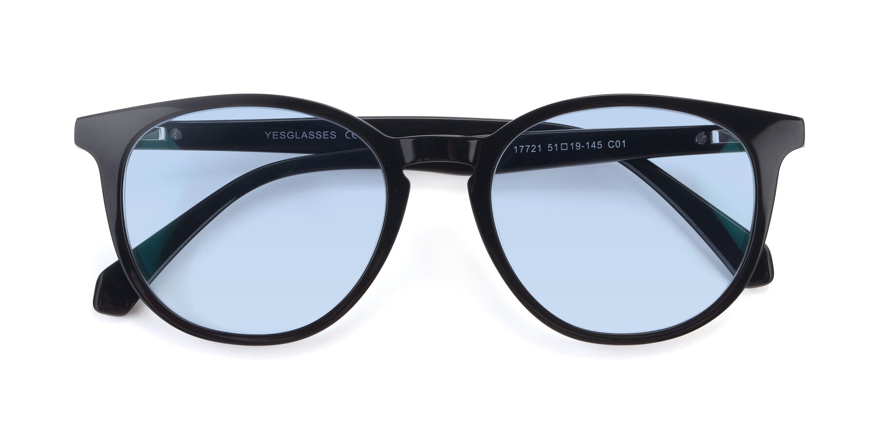 Folded Front of 17721 in Black with Light Blue Tinted Lenses