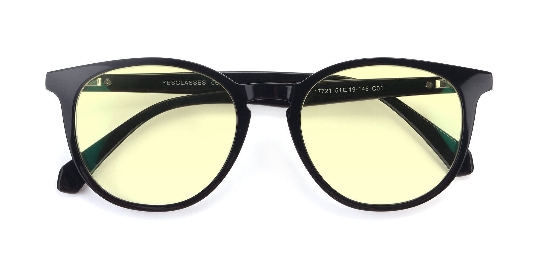 Folded Front of 17721 in Black with Light Yellow Tinted Lenses