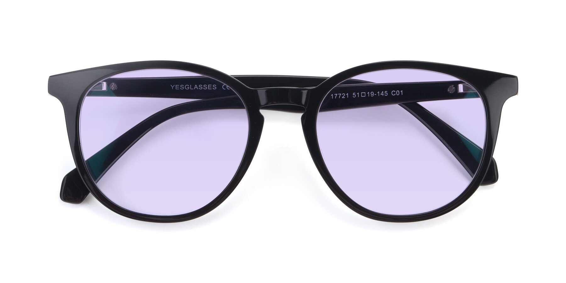Folded Front of 17721 in Black with Light Purple Tinted Lenses