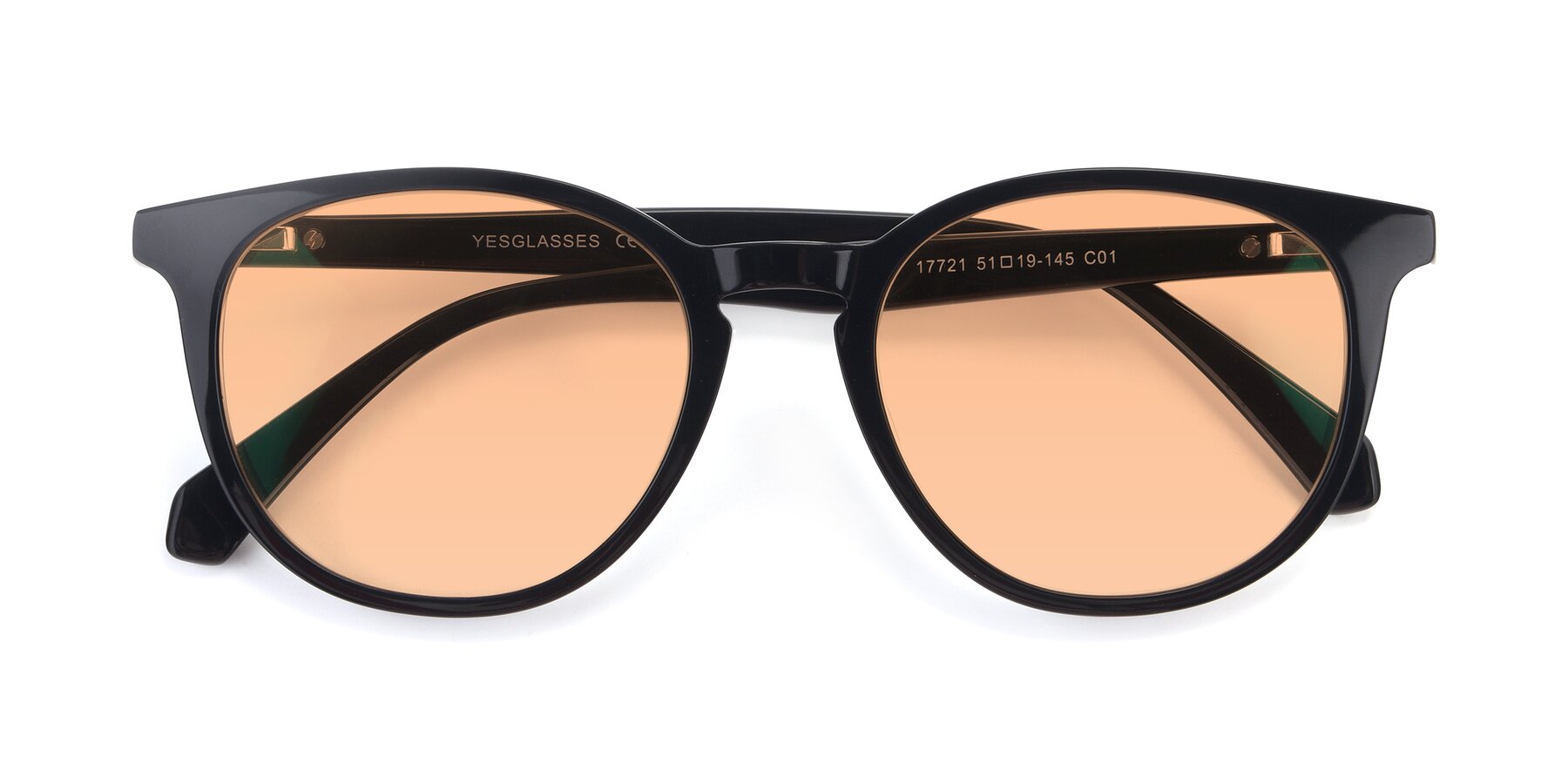 Folded Front of 17721 in Black with Light Orange Tinted Lenses
