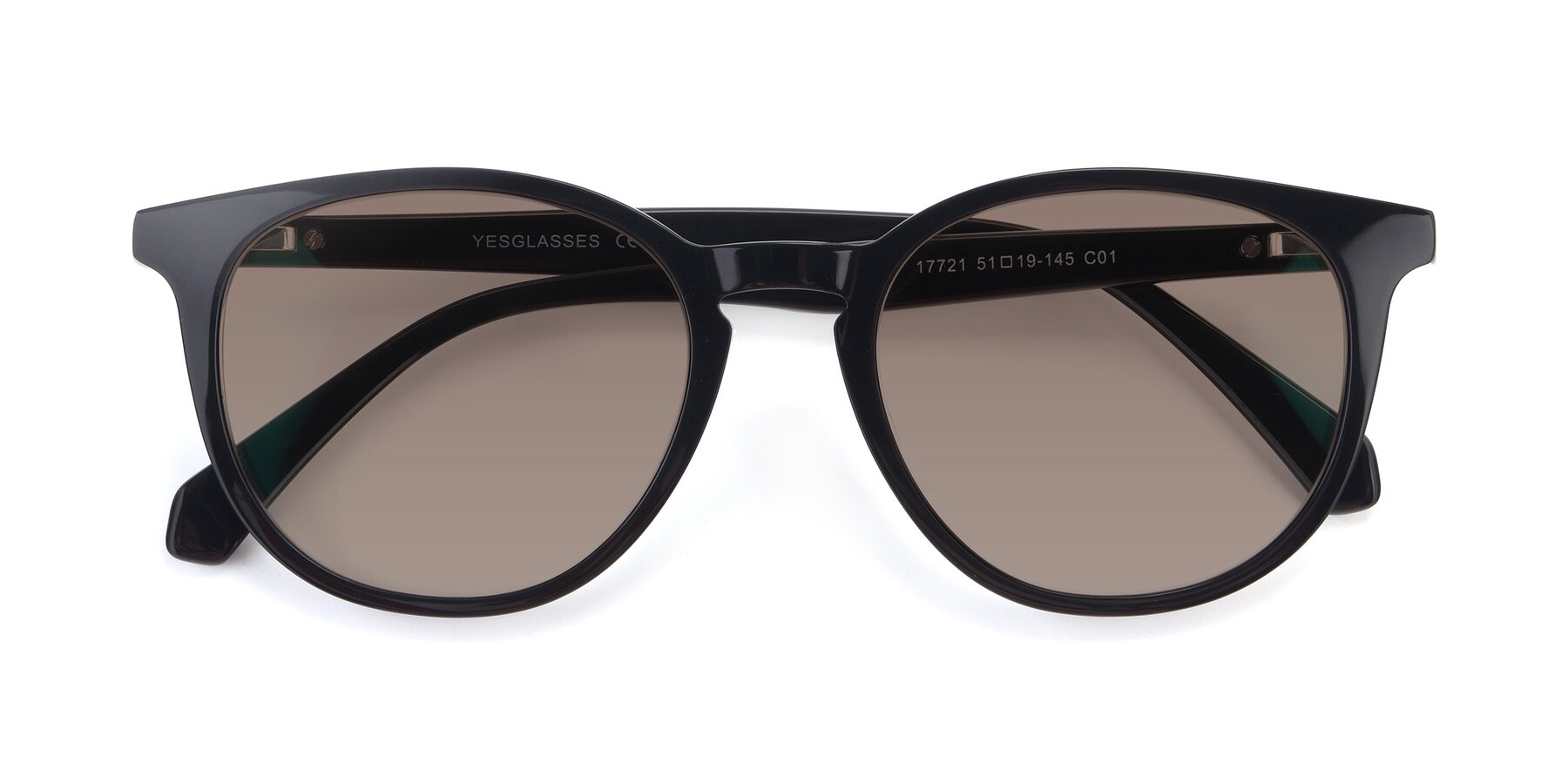 Folded Front of 17721 in Black with Medium Brown Tinted Lenses