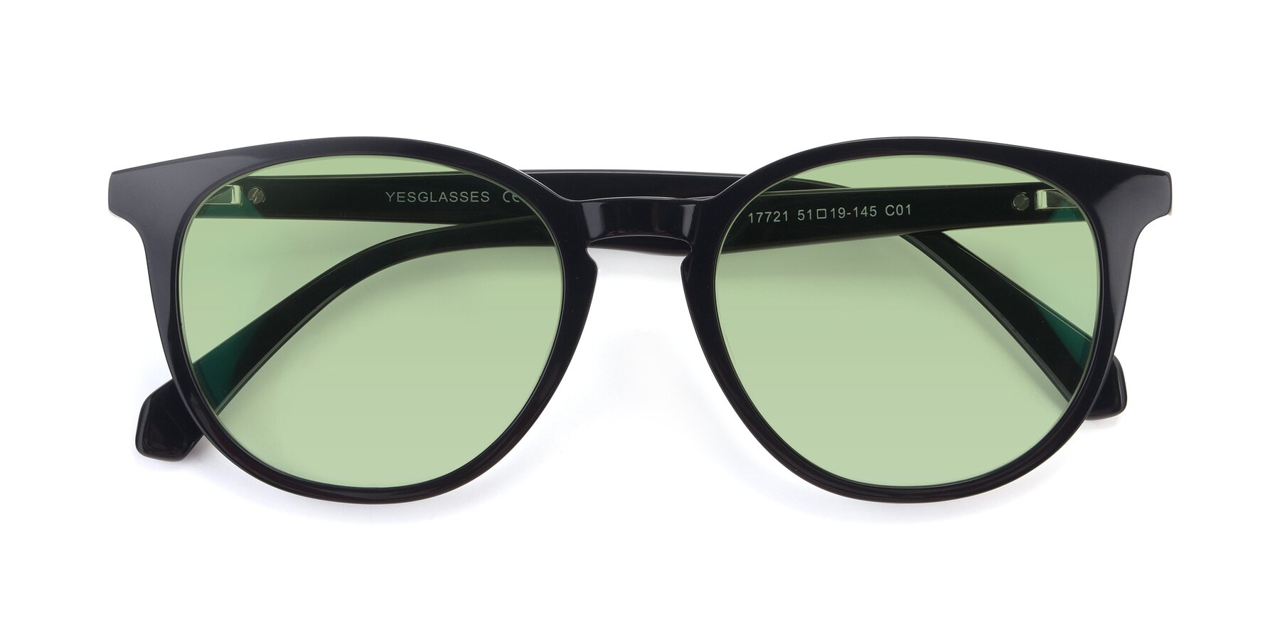 Folded Front of 17721 in Black with Medium Green Tinted Lenses