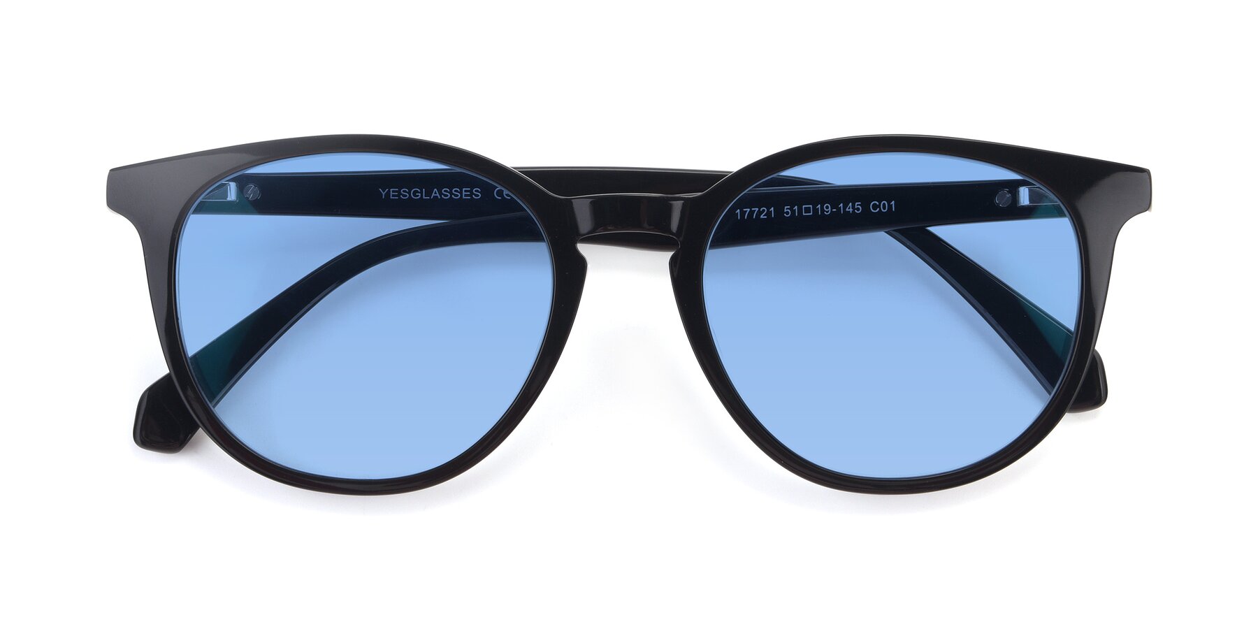 Folded Front of 17721 in Black with Medium Blue Tinted Lenses