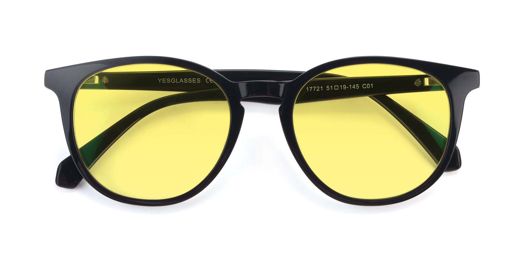 Folded Front of 17721 in Black with Medium Yellow Tinted Lenses