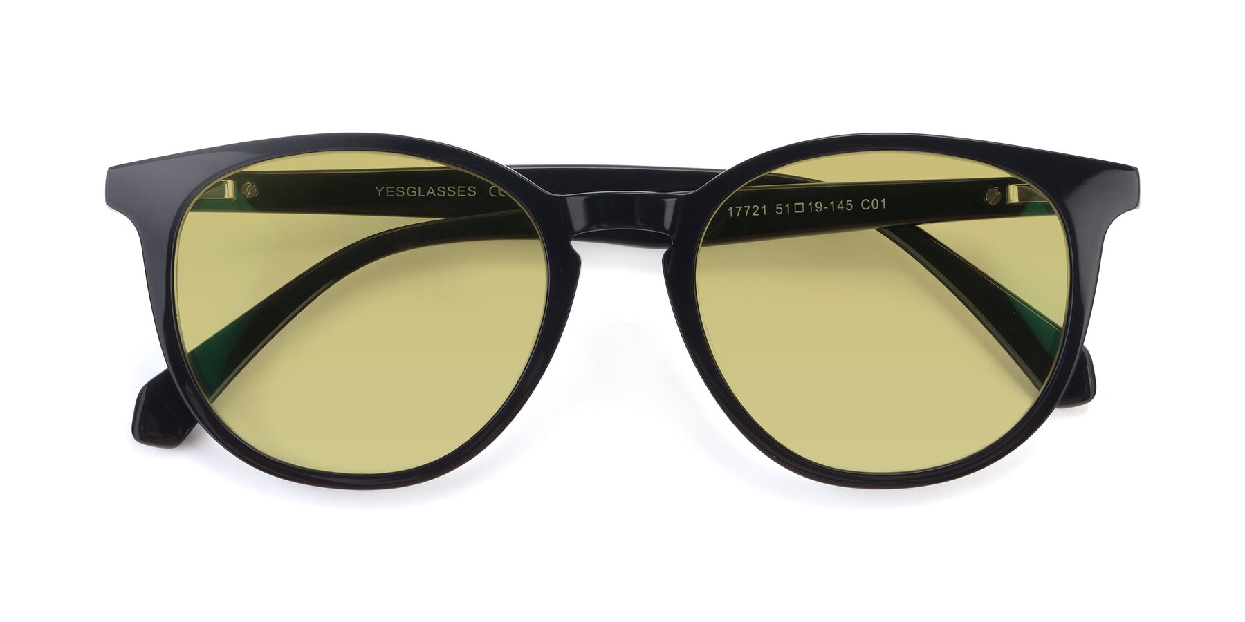 Folded Front of 17721 in Black with Medium Champagne Tinted Lenses