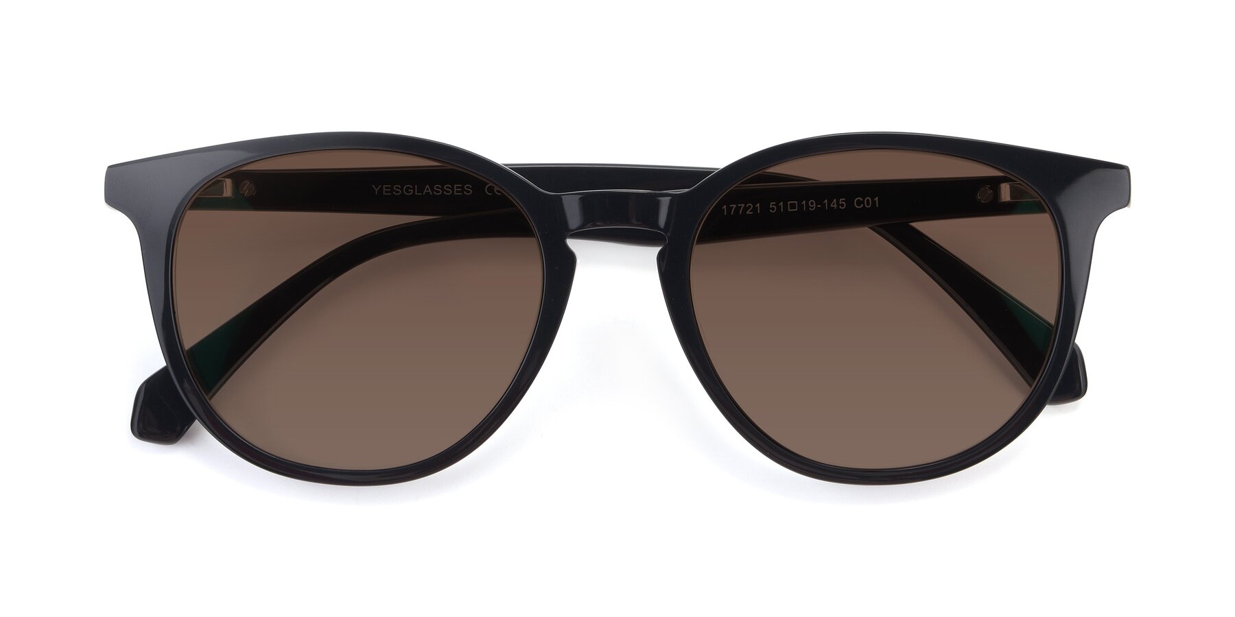 Folded Front of 17721 in Black with Brown Tinted Lenses