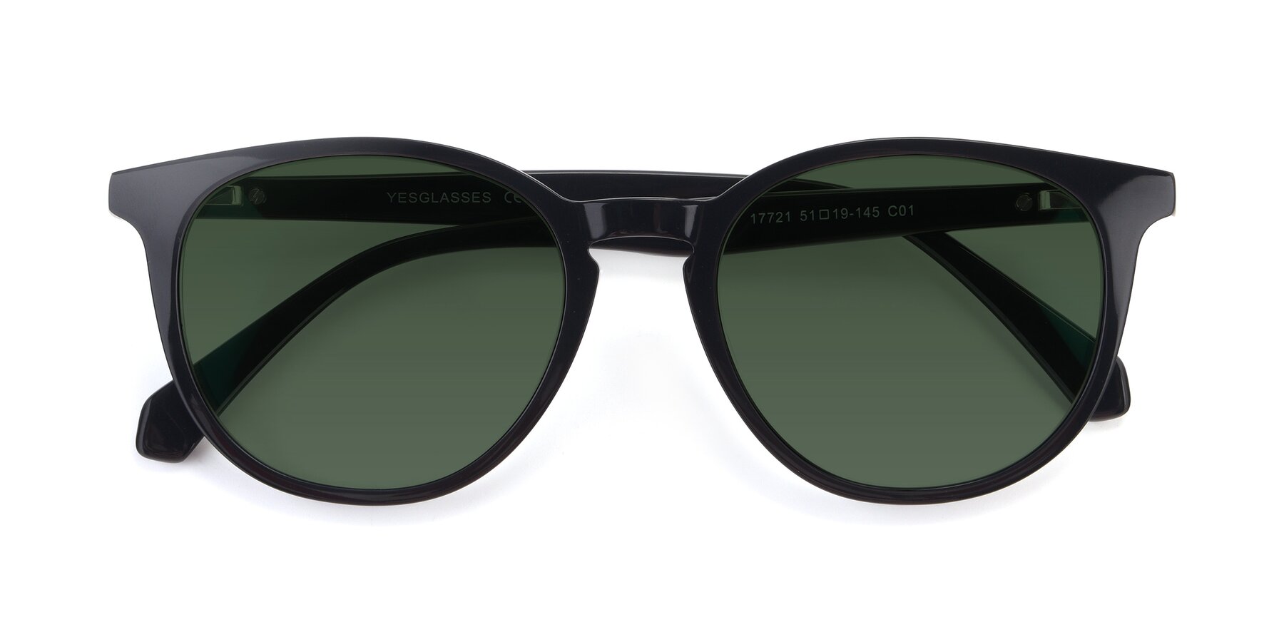 Folded Front of 17721 in Black with Green Tinted Lenses