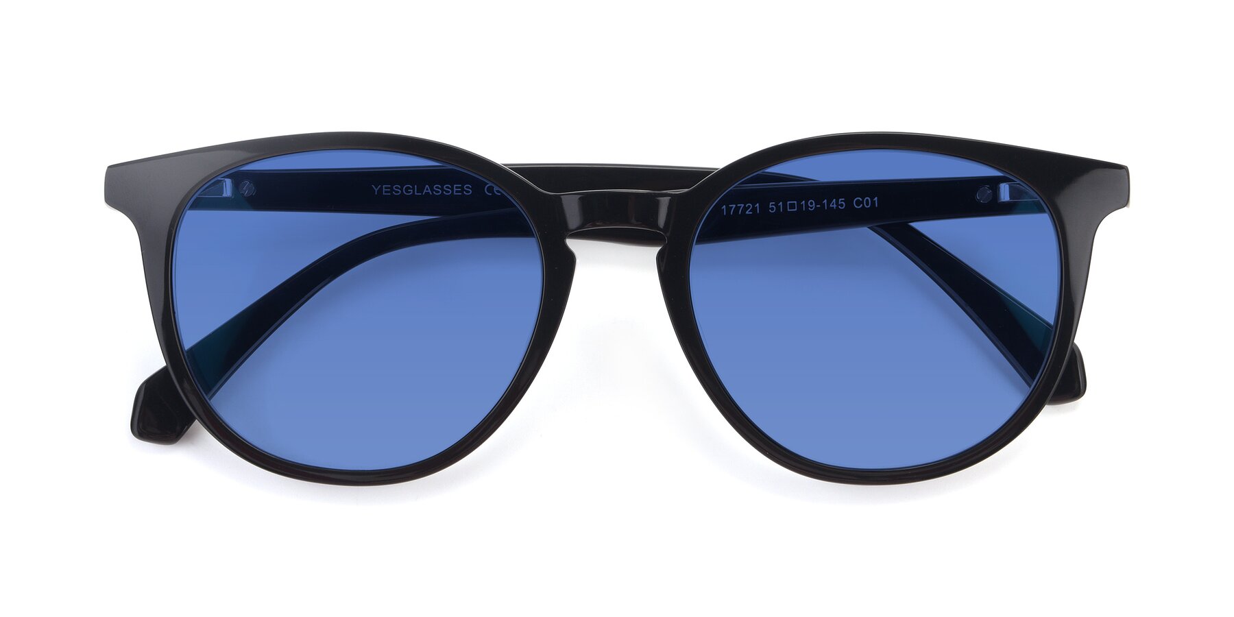Folded Front of 17721 in Black with Blue Tinted Lenses