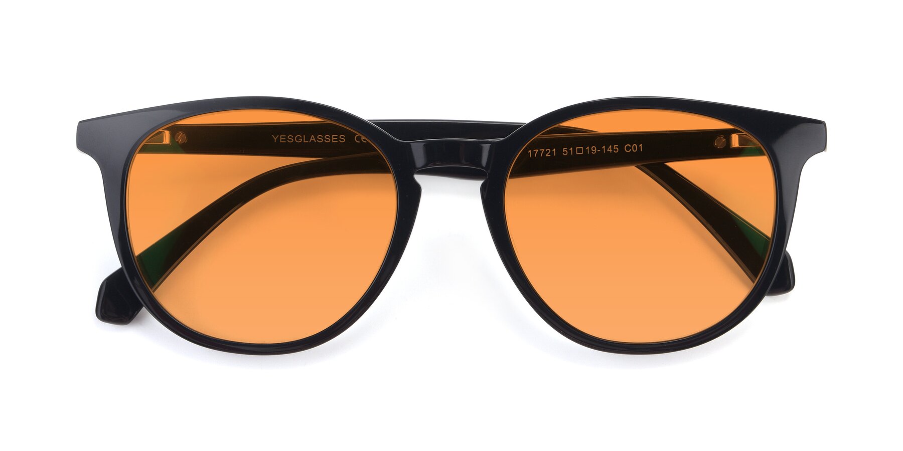 Folded Front of 17721 in Black with Orange Tinted Lenses