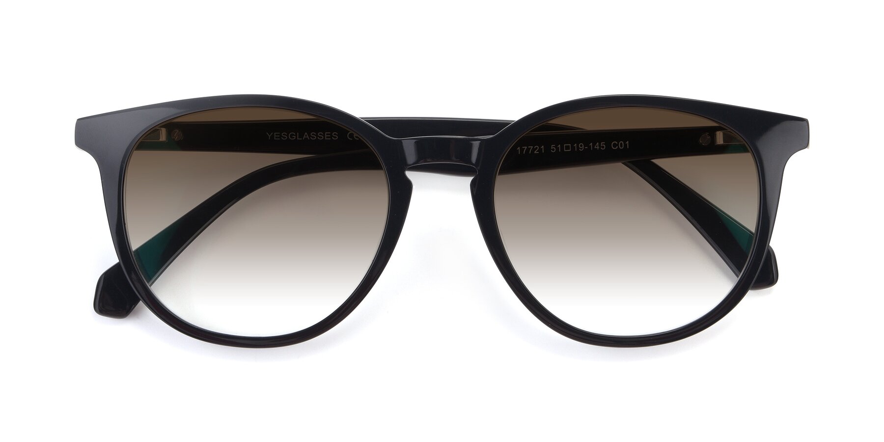 Folded Front of 17721 in Black with Brown Gradient Lenses