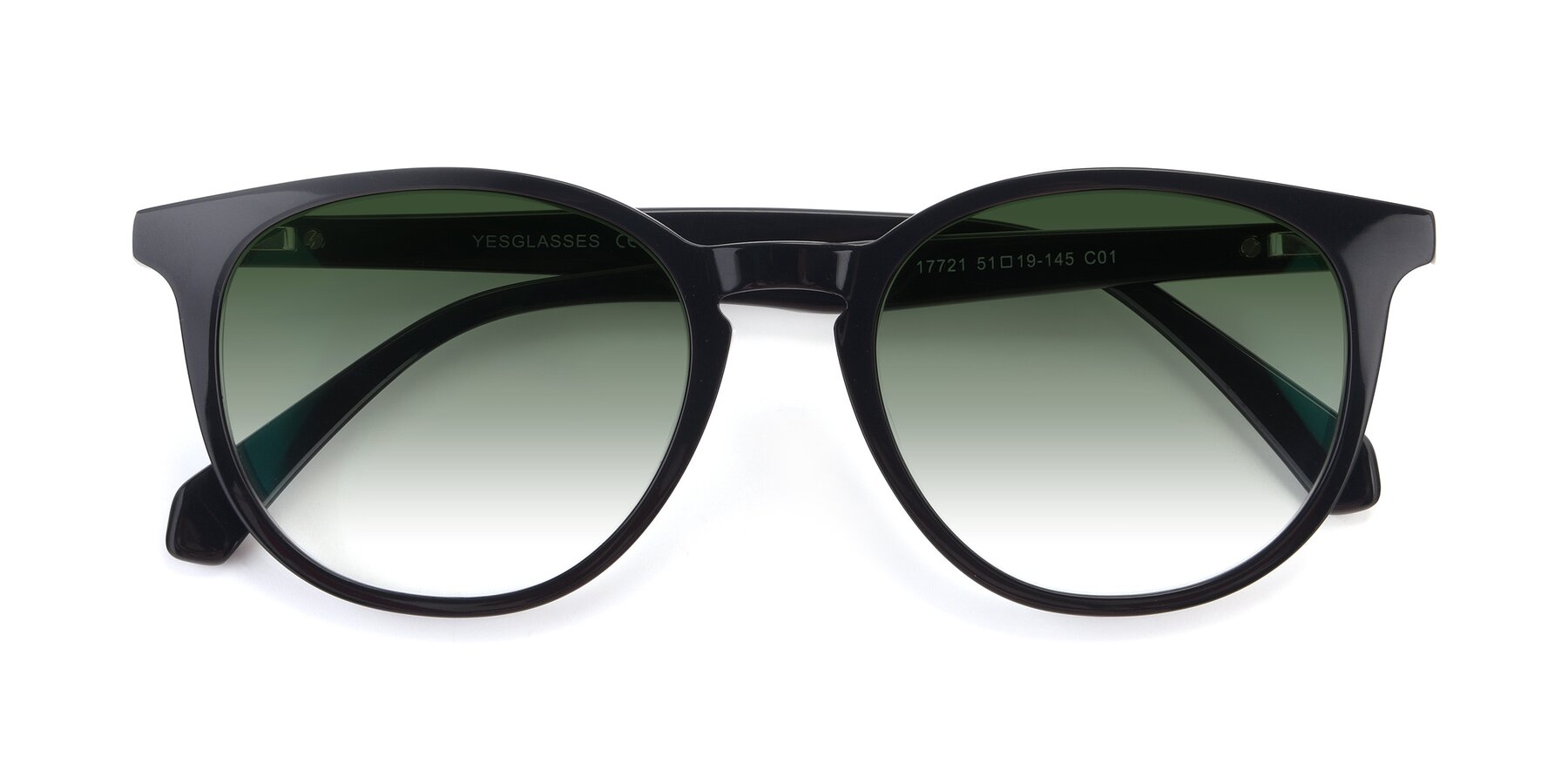 Folded Front of 17721 in Black with Green Gradient Lenses