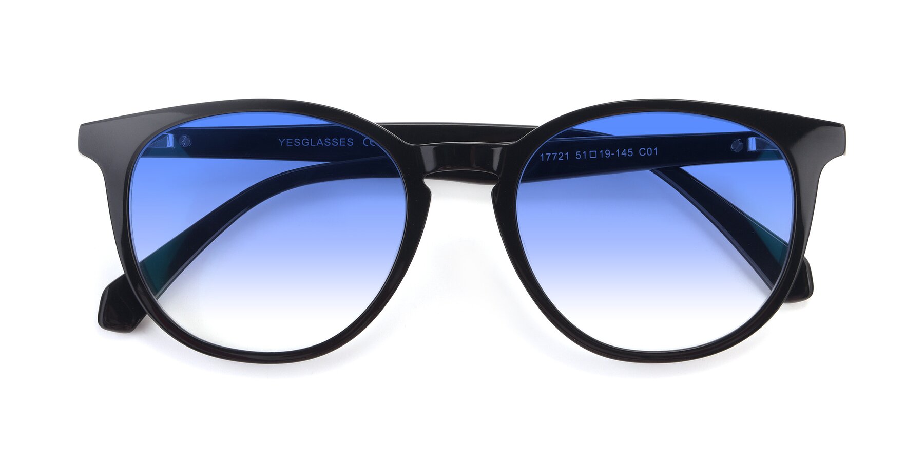 Folded Front of 17721 in Black with Blue Gradient Lenses