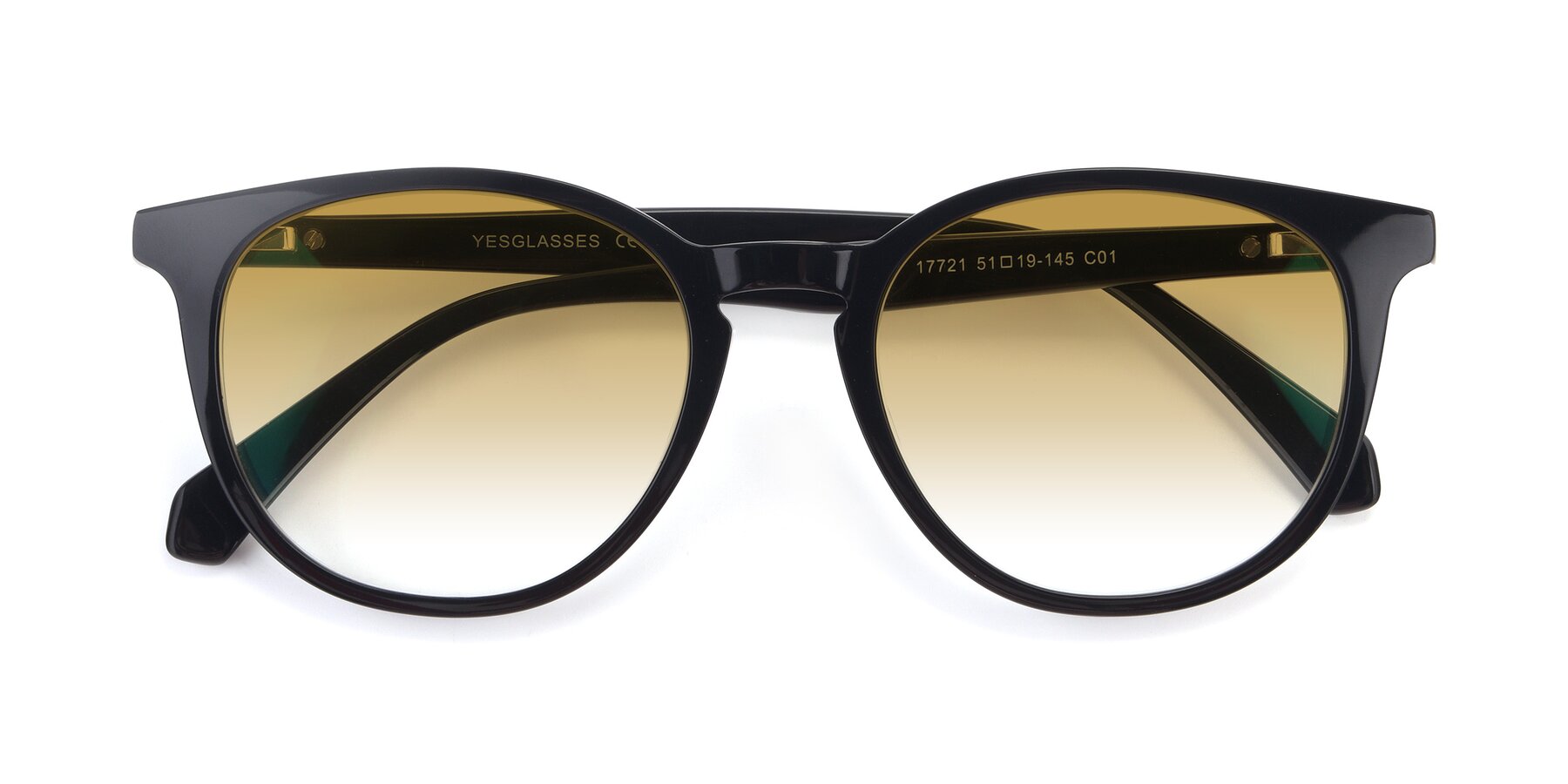 Folded Front of 17721 in Black with Champagne Gradient Lenses