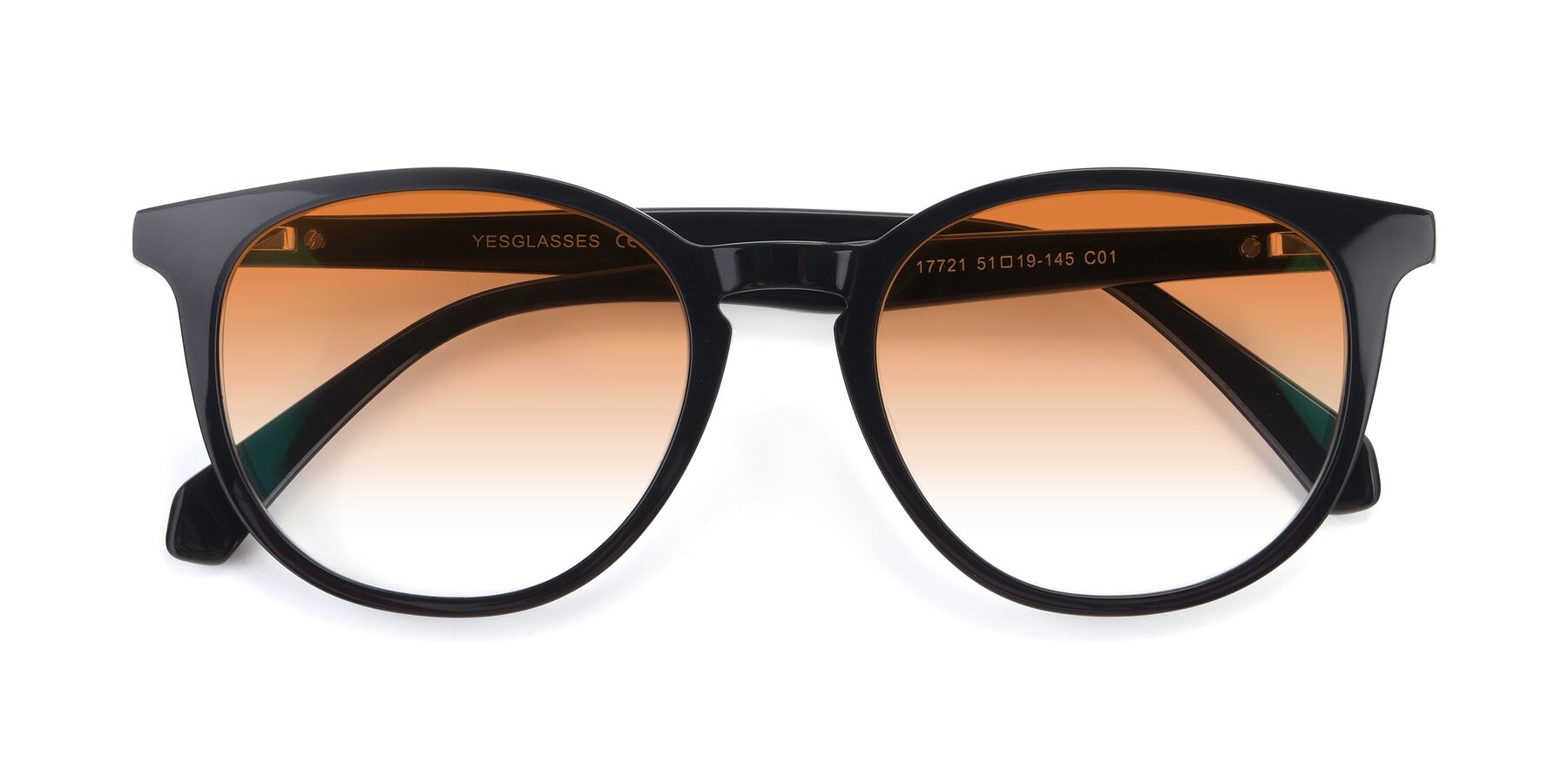Folded Front of 17721 in Black with Orange Gradient Lenses
