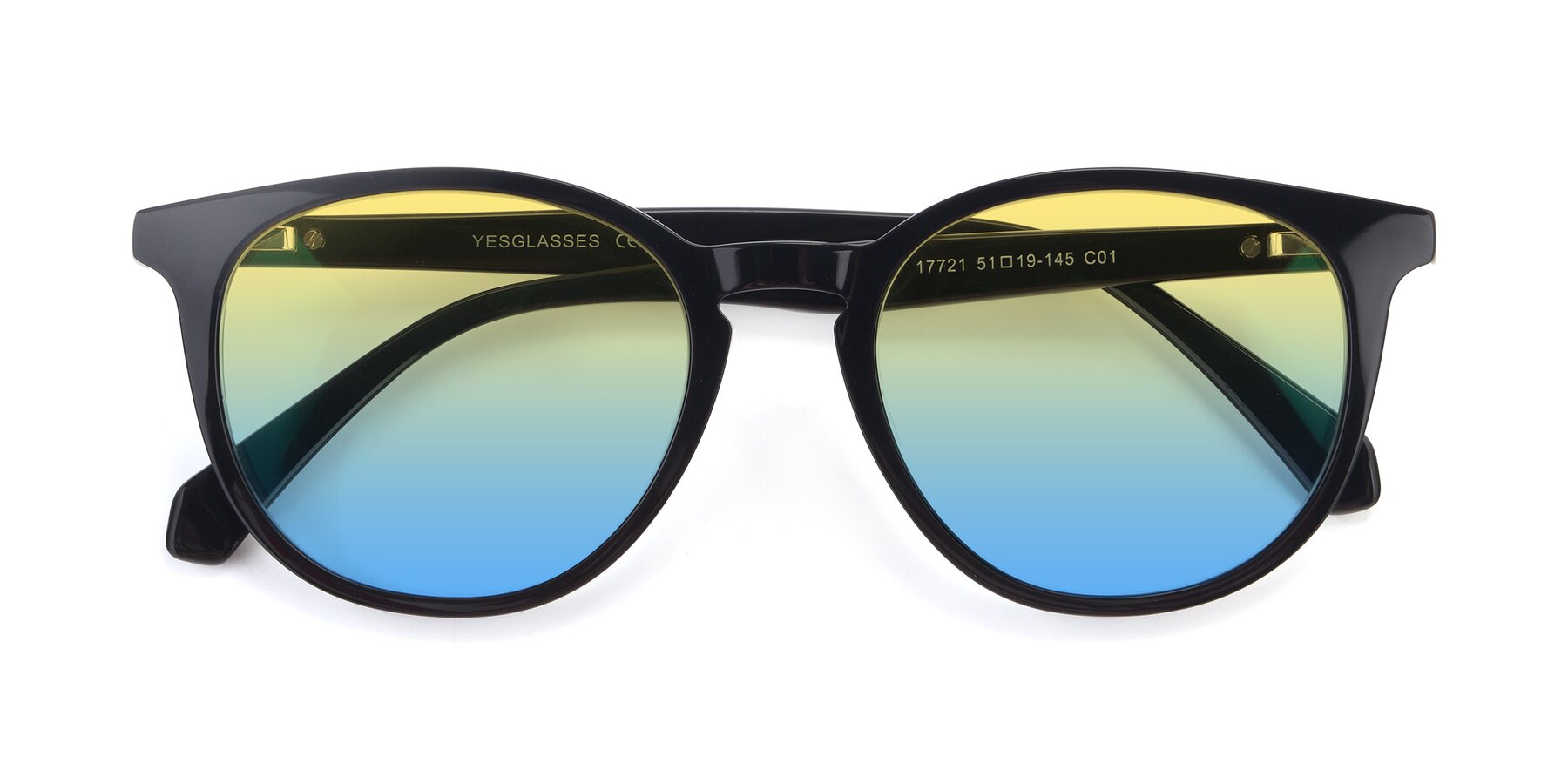 Folded Front of 17721 in Black with Yellow / Blue Gradient Lenses
