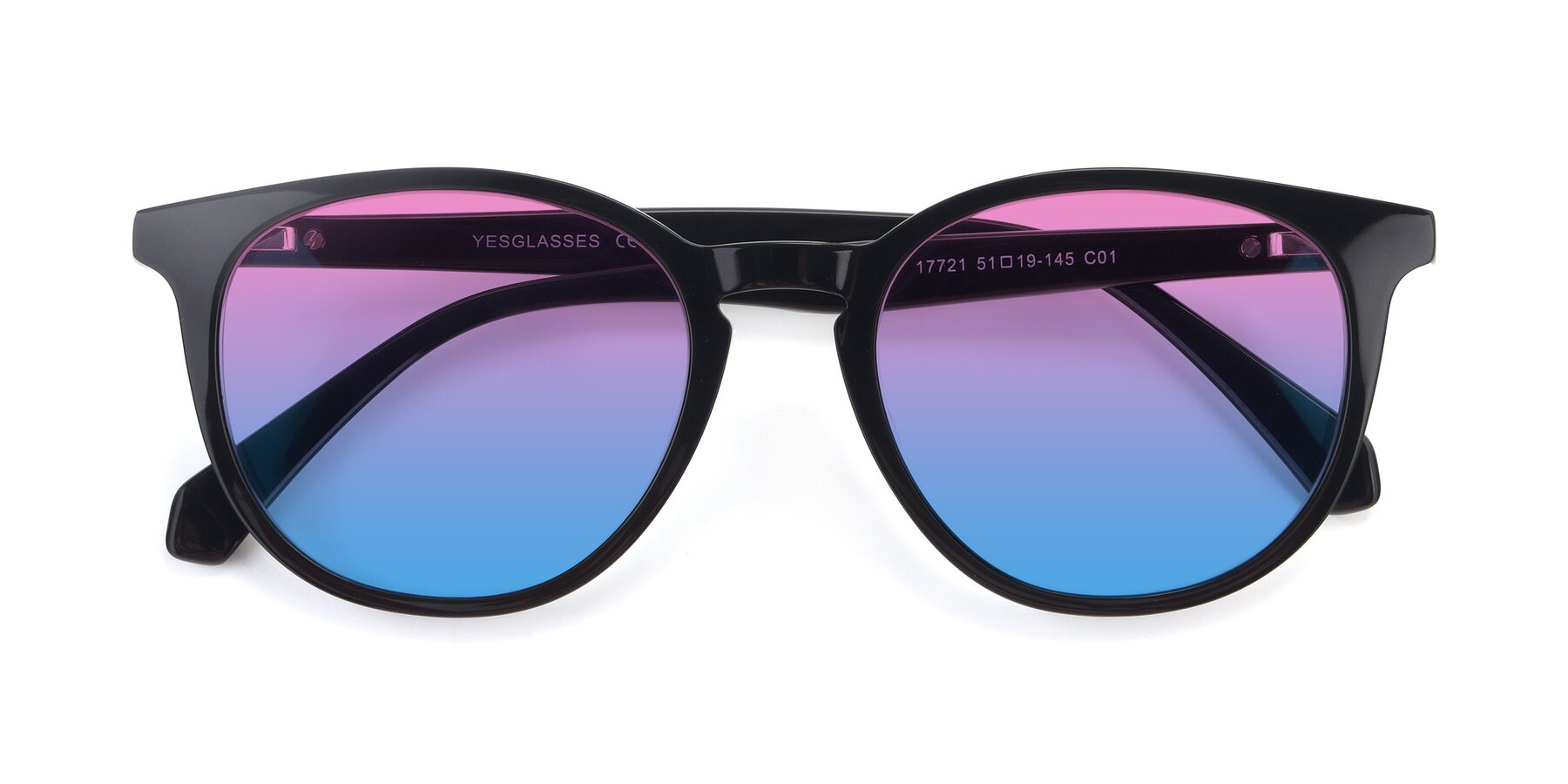 Folded Front of 17721 in Black with Pink / Blue Gradient Lenses
