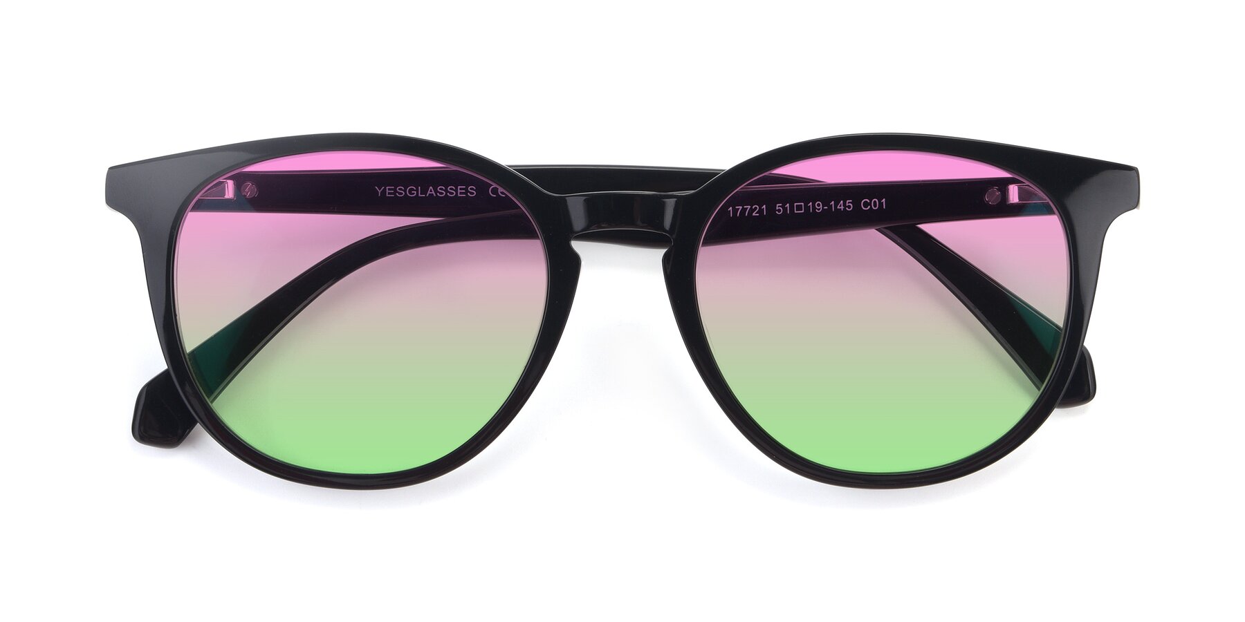 Folded Front of 17721 in Black with Pink / Green Gradient Lenses